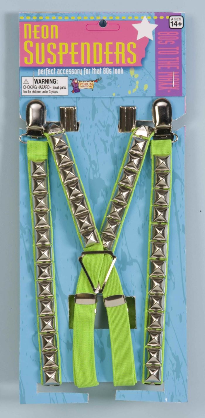 Neon Green Studded Suspenders