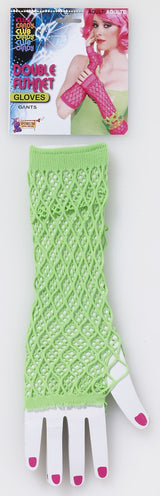 Double Fishnet Neon Green Gloves