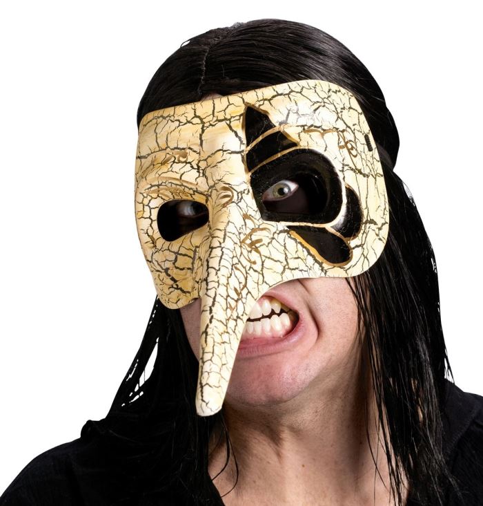 Venetian Raven White Crackle Mask