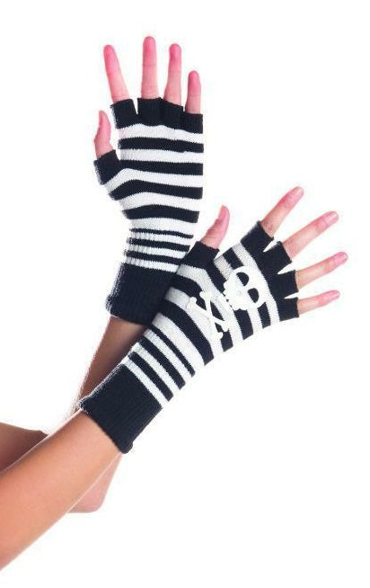 Fingerless Skull and Cross Bones Gloves