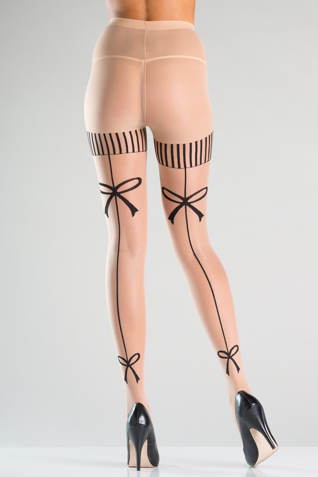 Sheer Tights with Bow Backseam